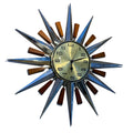 Metamec Model 5892 Starburst Wall Clock, Rare Gold Dial Variant, Teak and Chrome, 1960s
