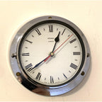 Metamec Porthole Wall Clock – 1970s Chrome Marine Style Model 4619 Roman Numeral Made in England