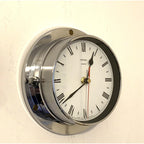 Metamec Porthole Wall Clock – 1970s Chrome Marine Style Model 4619 Roman Numeral Made in England