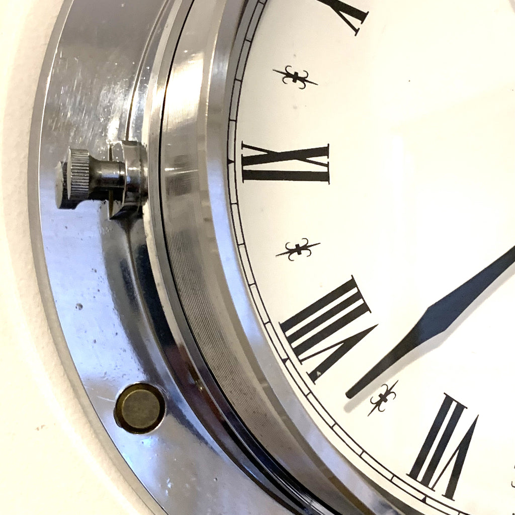 Metamec Porthole Wall Clock – 1970s Chrome Marine Style Model 4619 Roman Numeral Made in England