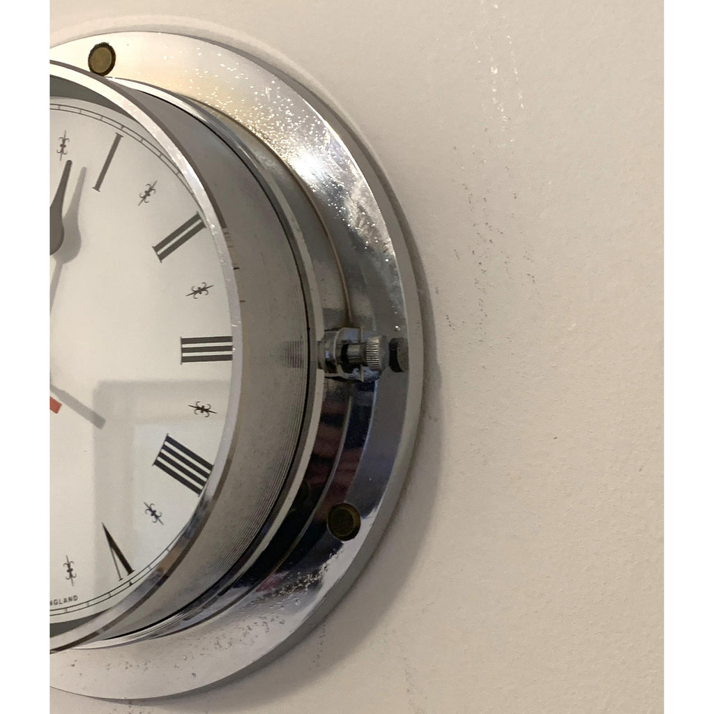 Metamec Porthole Wall Clock – 1970s Chrome Marine Style Model 4619 Roman Numeral Made in England