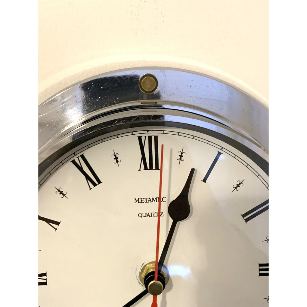 Metamec Porthole Wall Clock – 1970s Chrome Marine Style Model 4619 Roman Numeral Made in England
