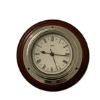Metamec Ship's Bulkhead Wall Clock – Faux Mahogany Chrome Roman Numeral Nautical Made in England