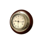 Metamec Ship's Bulkhead Wall Clock – Faux Mahogany Chrome Roman Numeral Nautical Made in England