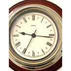 Metamec Ship's Bulkhead Wall Clock – Faux Mahogany Chrome Roman Numeral Nautical Made in England
