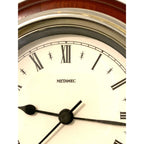 Metamec Ship's Bulkhead Wall Clock – Faux Mahogany Chrome Roman Numeral Nautical Made in England