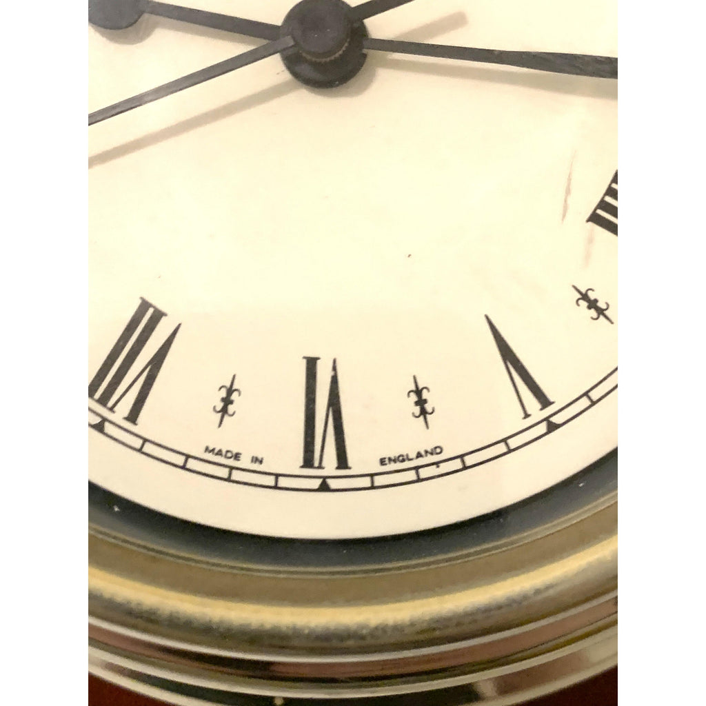 Metamec Ship's Bulkhead Wall Clock – Faux Mahogany Chrome Roman Numeral Nautical Made in England