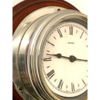 Metamec Ship's Bulkhead Wall Clock – Faux Mahogany Chrome Roman Numeral Nautical Made in England