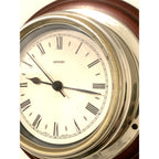Metamec Ship's Bulkhead Wall Clock – Faux Mahogany Chrome Roman Numeral Nautical Made in England
