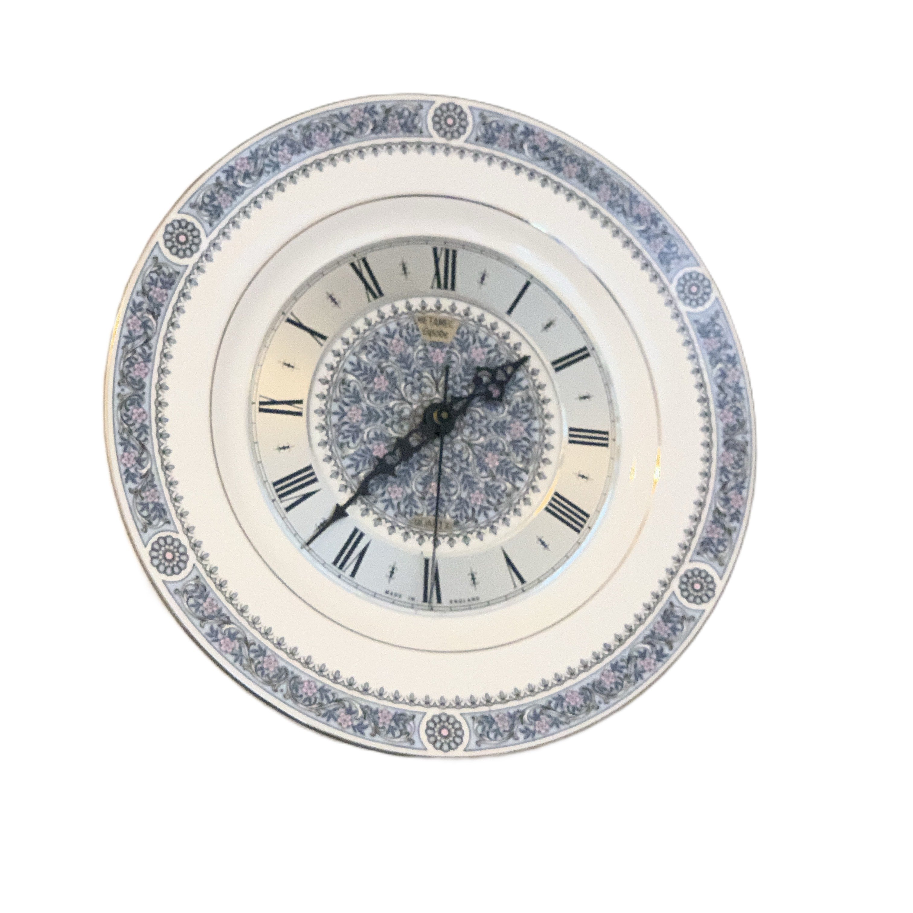 Metamec Spode Collaboration Wall Clock – 1976 Firenze Pattern Bone China Quartz 10.5 Inch England