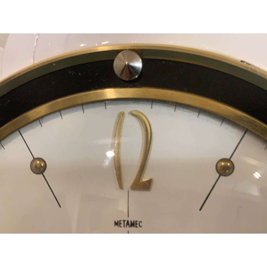 Metamec Starburst Wall Clock Rare White Gold Bakelite Vintage 50s 60s