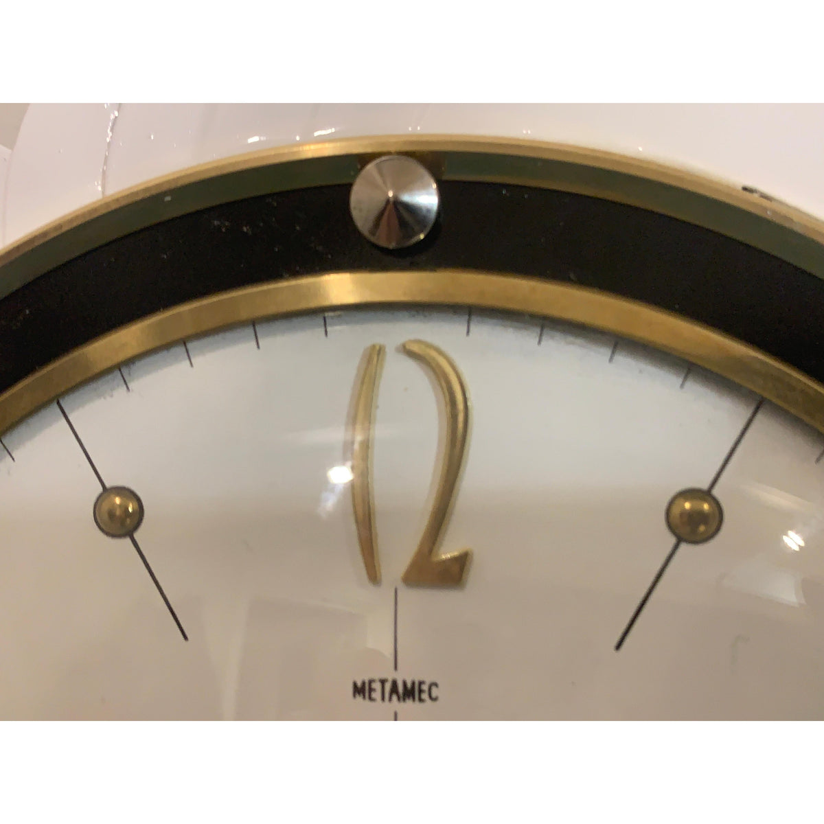 Metamec Starburst Wall Clock Rare White Gold Bakelite Vintage 50s 60s