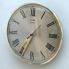 Metamec Wall Clock, 1960s, Bronze Dial, Brass Bezel, Roman Numerals, New Glass