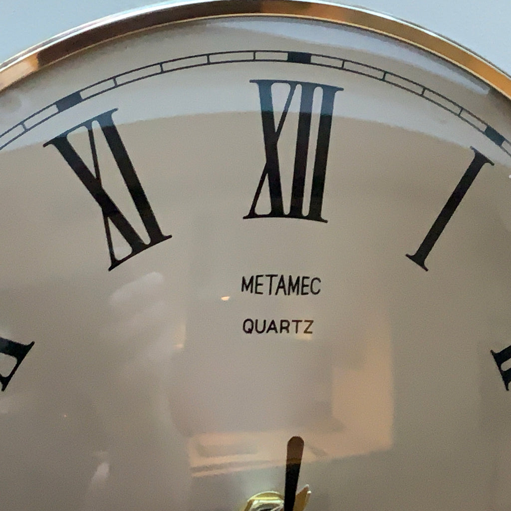 Metamec Wall Clock, 1960s, Bronze Dial, Brass Bezel, Roman Numerals, New Glass