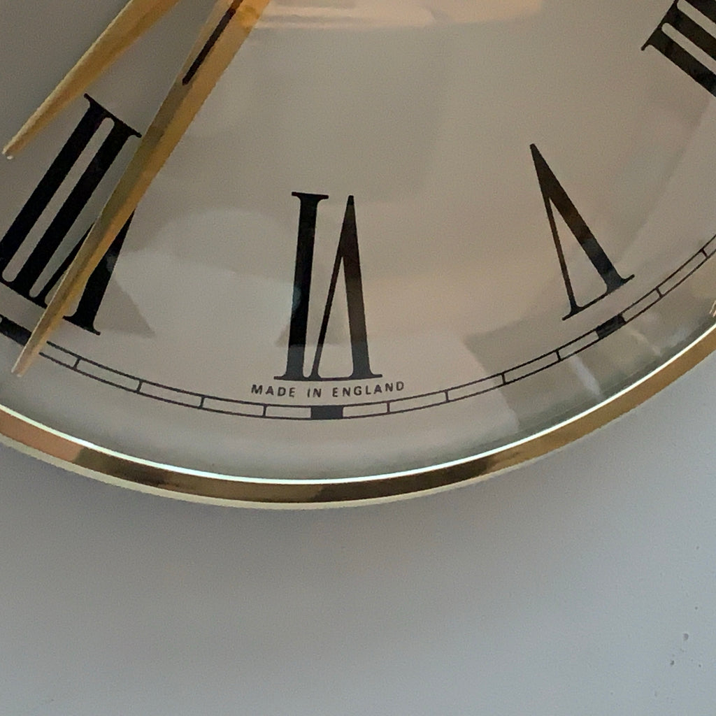 Metamec Wall Clock, 1960s, Bronze Dial, Brass Bezel, Roman Numerals, New Glass