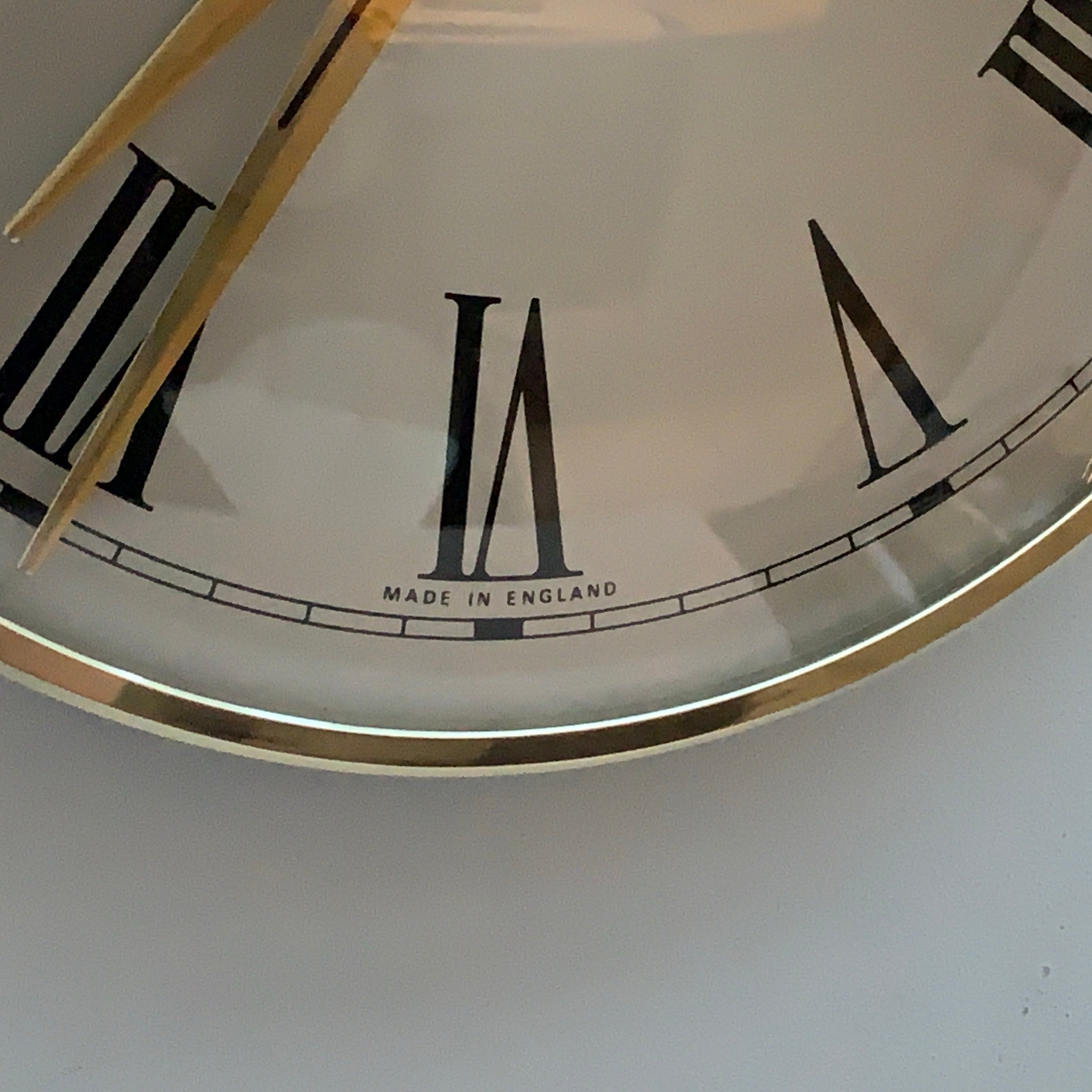 Metamec Wall Clock, 1960s, Bronze Dial, Brass Bezel, Roman Numerals, New Glass