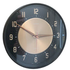 Metamec Wall Clock 5635 Black Copper Silent Original Quartz 1970s