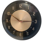 Metamec Wall Clock 5635 Black Copper Silent Original Quartz 1970s