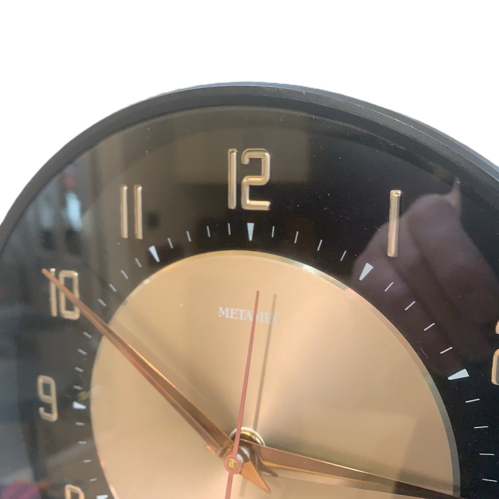 Metamec Wall Clock 5635 Black Copper Silent Original Quartz 1970s