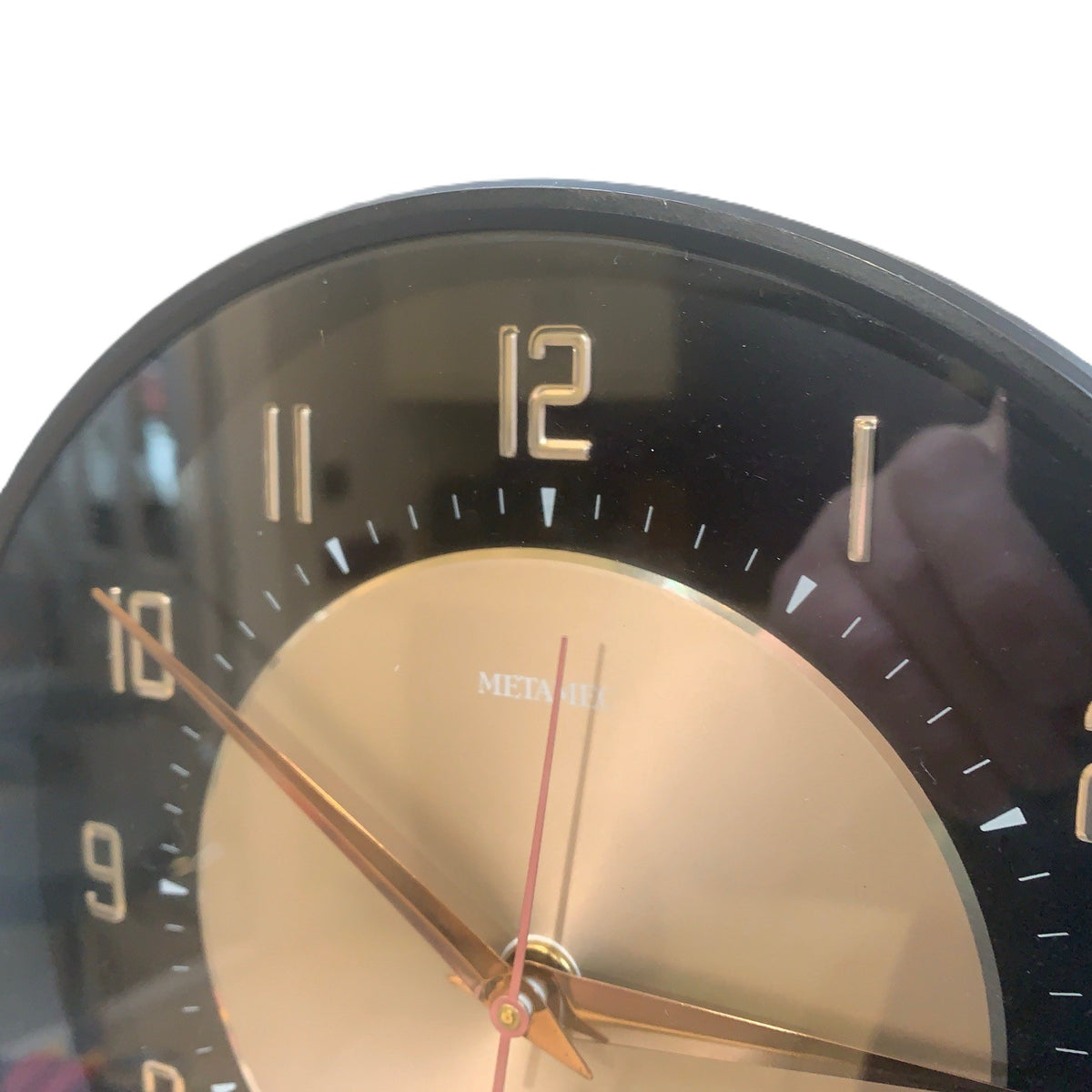Metamec Wall Clock 5635 Black Copper Silent Original Quartz 1970s
