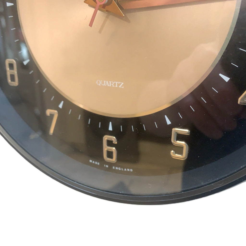 Metamec Wall Clock 5635 Black Copper Silent Original Quartz 1970s