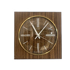 Metamec Wall Clock 618 Vintage 1977 Teak Brass Square English Quartz