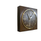 Metamec Wall Clock 618 Vintage 1977 Teak Brass Square English Quartz