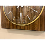 Metamec Wall Clock 618 Vintage 1977 Teak Brass Square English Quartz