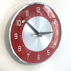 Metamec Wall Clock Model 5867 Red Silver Original 1960s Transistor Chrome