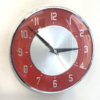 Metamec Wall Clock Model 5867 Red Silver Original 1960s Transistor Chrome