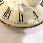 Metamec Wall Clock Silver Champagne Dial Silent Quartz Vintage Brass Bezel