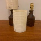 Pair Oak Table Lamps, 1960s, Original Fibreglass Shades, Rewired, Mid Century Modern