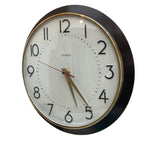 Pifco Metamec Bakelite Wall Clock, 1960s, Brown, Brass Bezel, Gold and Red Hands, England