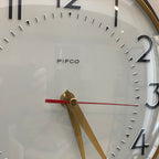 Pifco Metamec Bakelite Wall Clock, 1960s, Brown, Brass Bezel, Gold and Red Hands, England