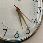 Pifco Metamec Bakelite Wall Clock, 1960s, Brown, Brass Bezel, Gold and Red Hands, England