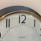 Pifco Metamec Bakelite Wall Clock, 1960s, Brown, Brass Bezel, Gold and Red Hands, England
