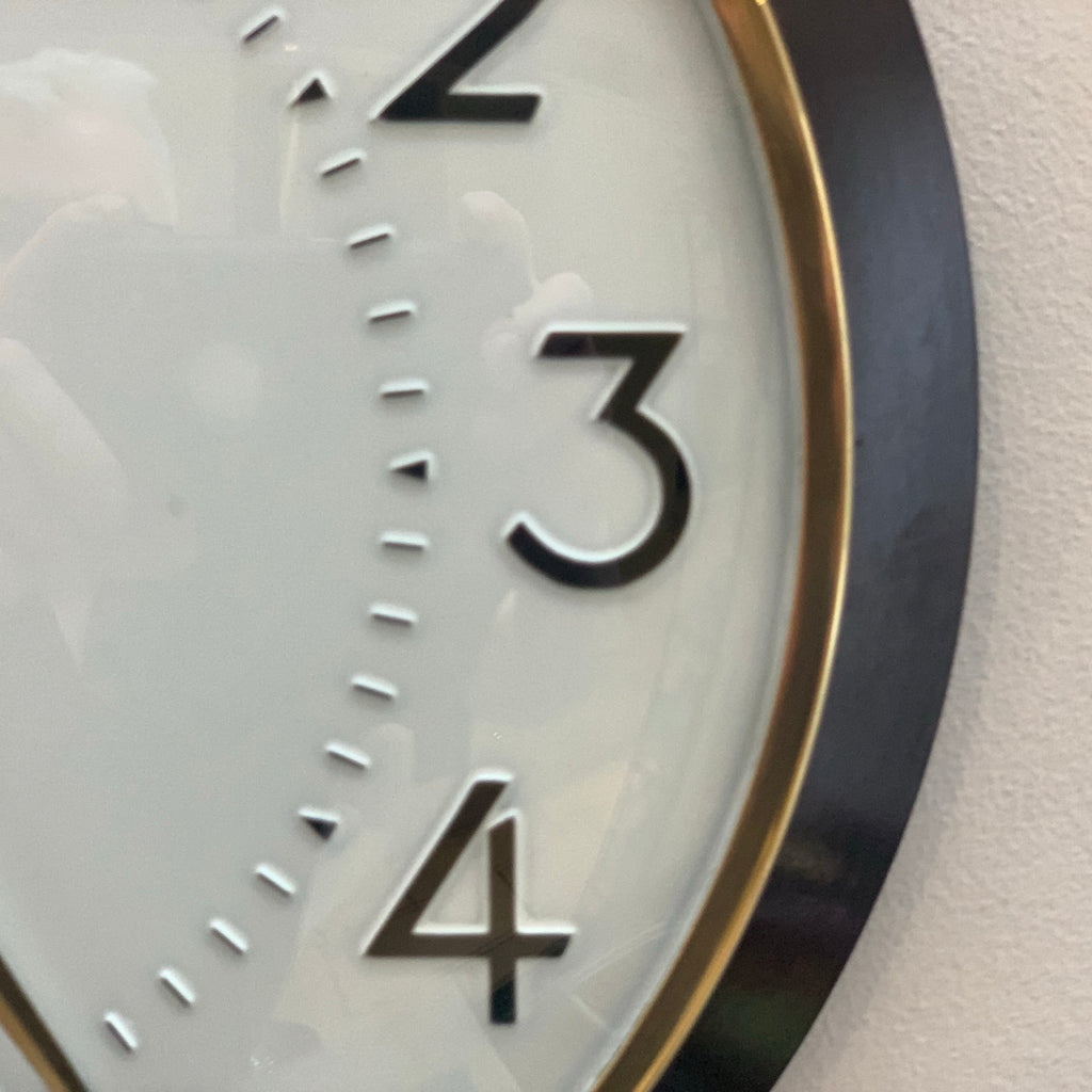 Pifco Metamec Bakelite Wall Clock, 1960s, Brown, Brass Bezel, Gold and Red Hands, England