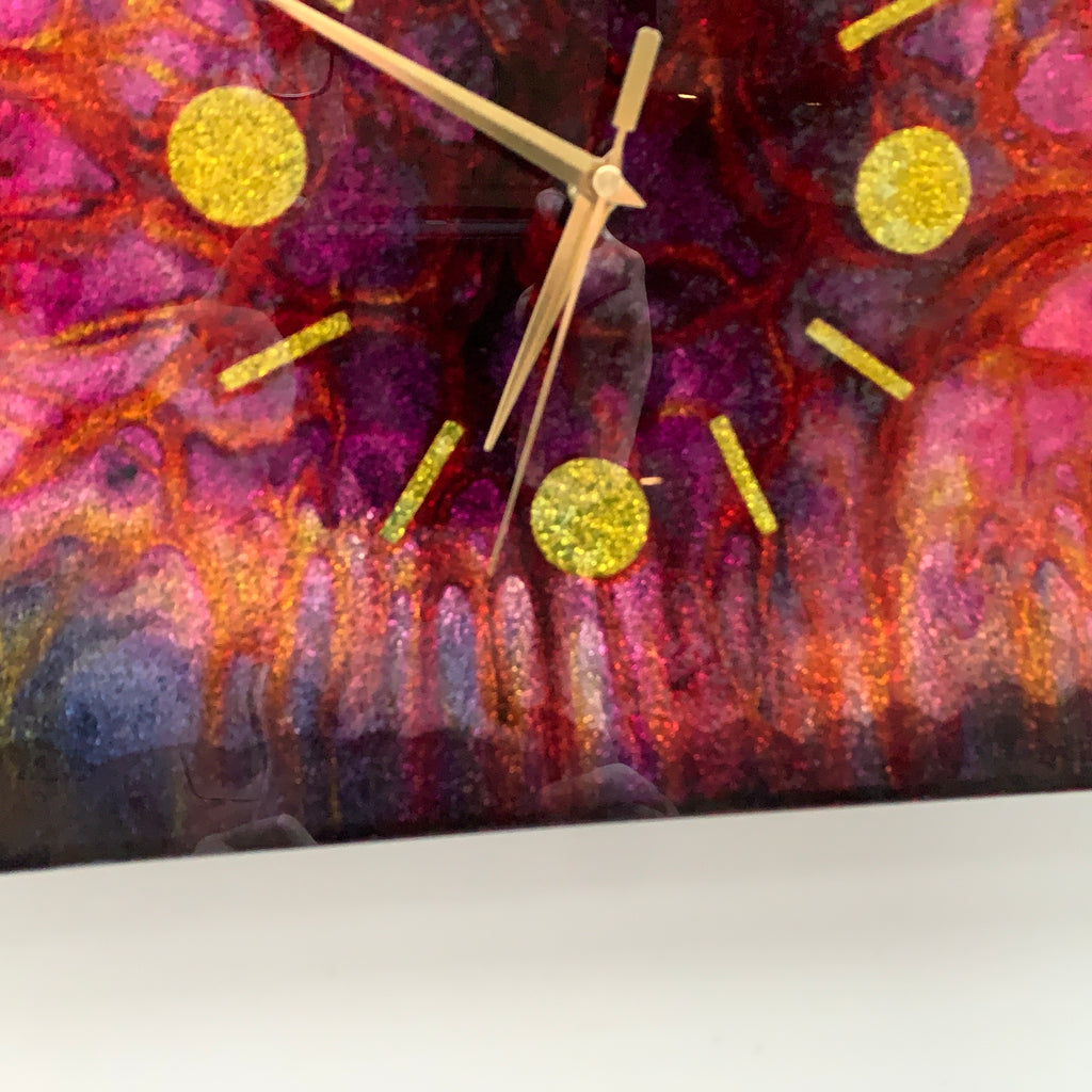 Psychedelic Abstract Glass Wall Clock, 1960s, Op Art, Believed French, Unique Vintage