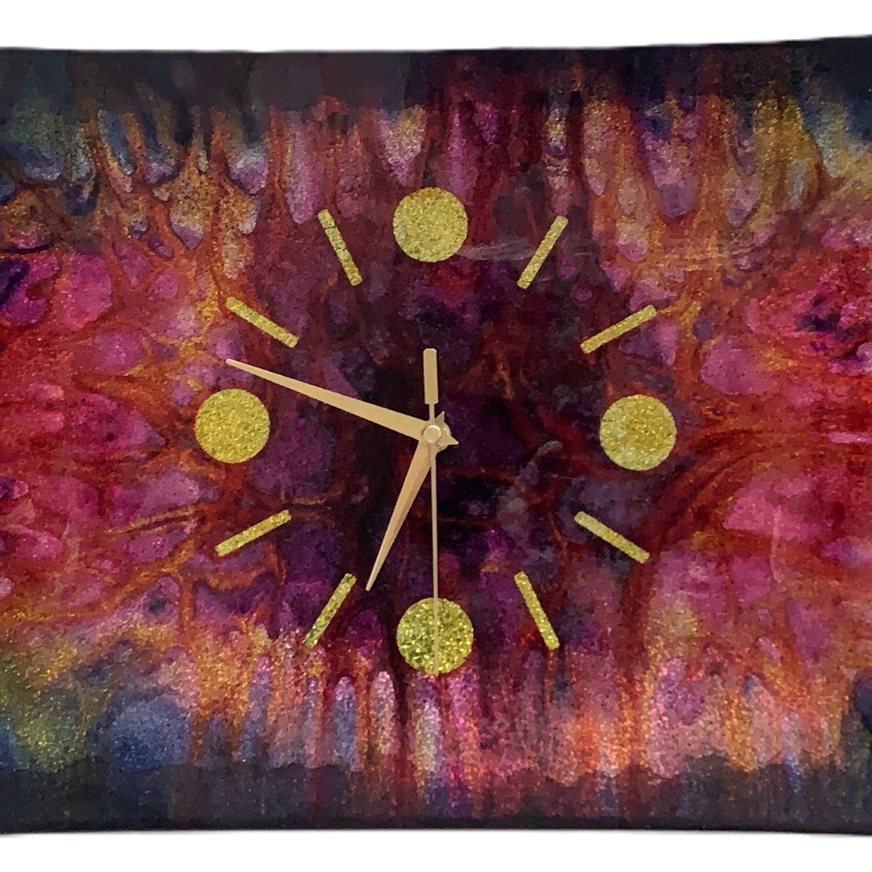 Psychedelic Abstract Glass Wall Clock, 1960s, Op Art, Believed French, Unique Vintage