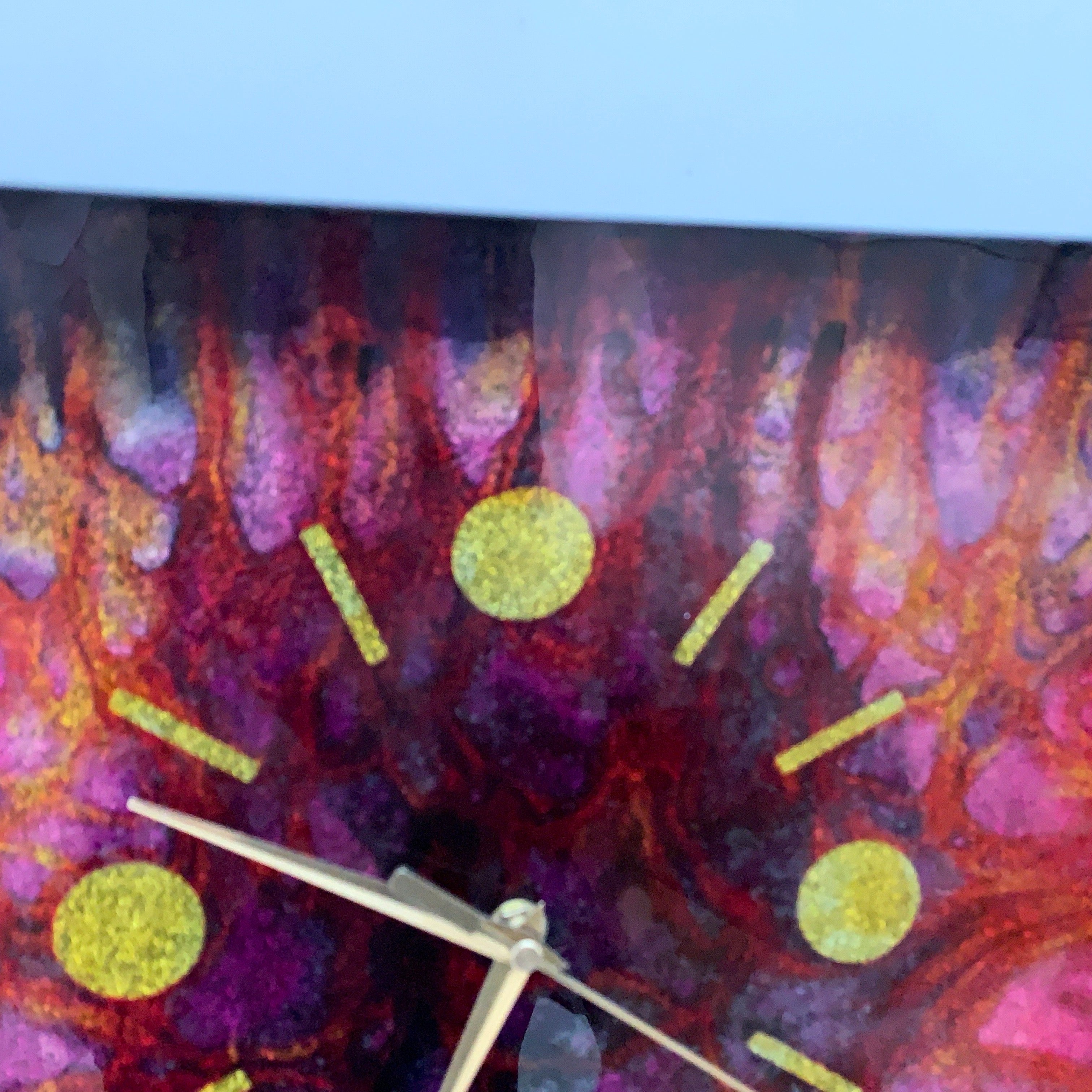 Psychedelic Abstract Glass Wall Clock, 1960s, Op Art, Believed French, Unique Vintage