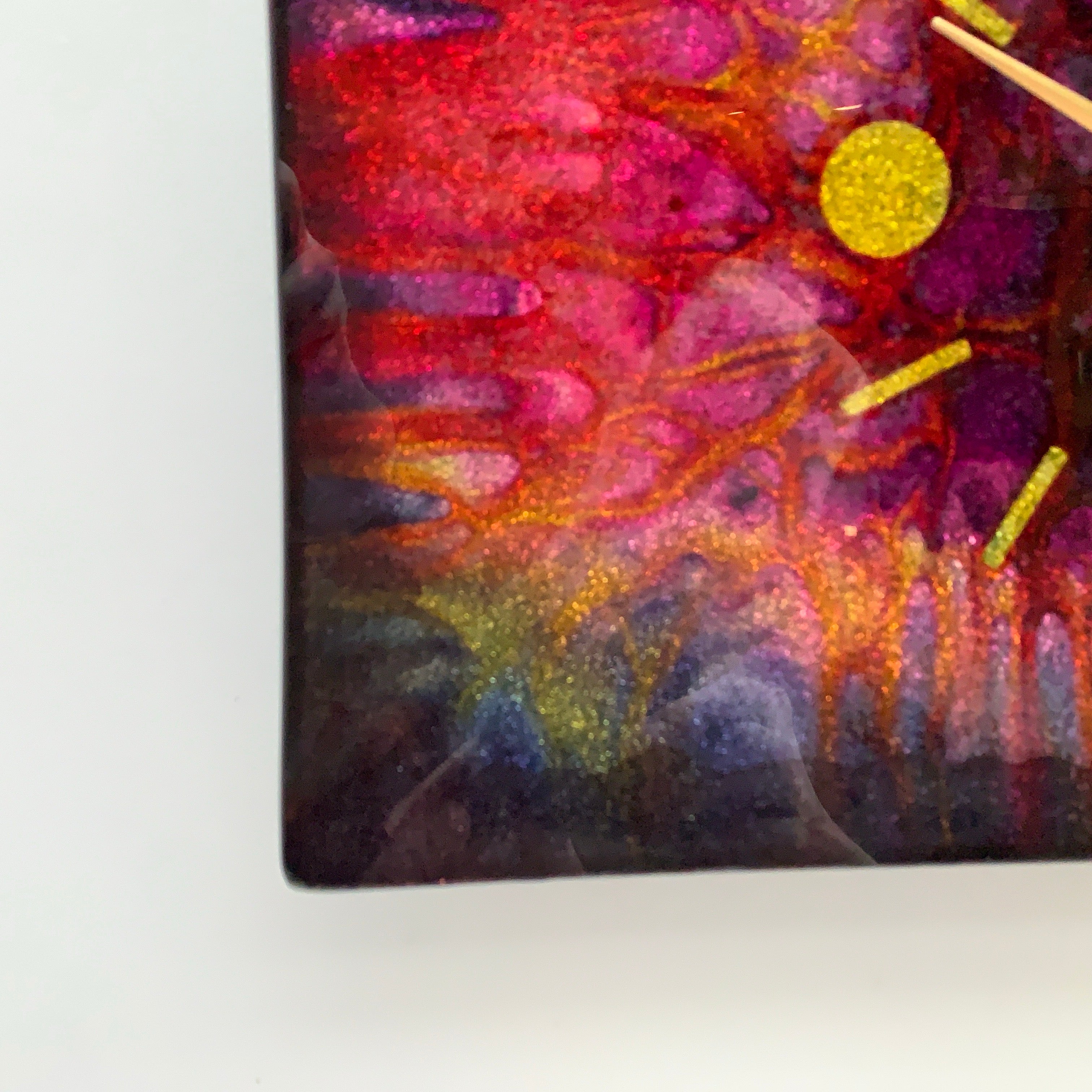 Psychedelic Abstract Glass Wall Clock, 1960s, Op Art, Believed French, Unique Vintage