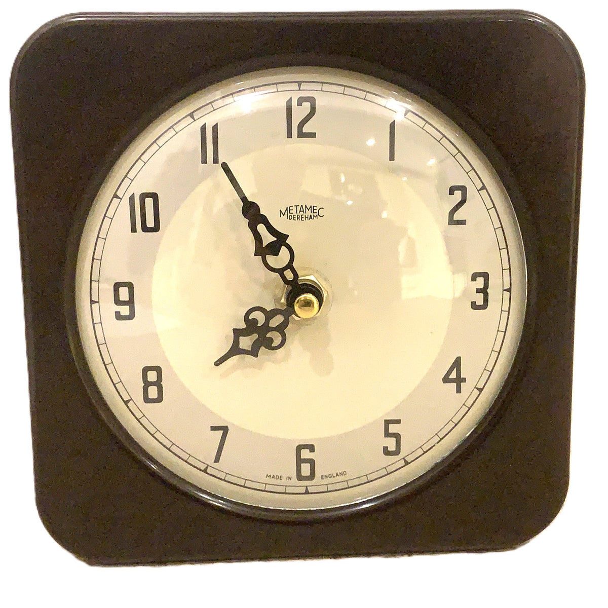 Rare 1952 Metamec Bakelite Mantel Clock, Model 748, Quartz Movement, Art Deco Style