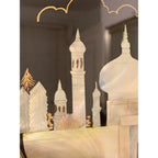 Rhythm Japan Black Lacquer Wall Clock – Mother of Pearl Mosque Scene 11¾ Inch New Quartz Perfect