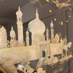 Rhythm Japan Black Lacquer Wall Clock – Mother of Pearl Mosque Scene 11¾ Inch New Quartz Perfect