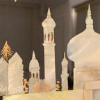Rhythm Japan Black Lacquer Wall Clock – Mother of Pearl Mosque Scene 11¾ Inch New Quartz Perfect