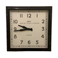Roger Lascelles Retro Industrial Square Wall Clock — Smiths Style Dial, Black, 41cm