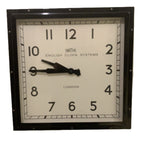 Roger Lascelles Retro Industrial Square Wall Clock — Smiths Style Dial, Black, 41cm