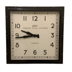 Roger Lascelles Retro Industrial Square Wall Clock — Smiths Style Dial, Black, 41cm