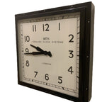 Roger Lascelles Retro Industrial Square Wall Clock — Smiths Style Dial, Black, 41cm