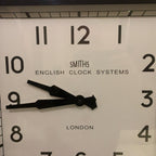 Roger Lascelles Retro Industrial Square Wall Clock — Smiths Style Dial, Black, 41cm